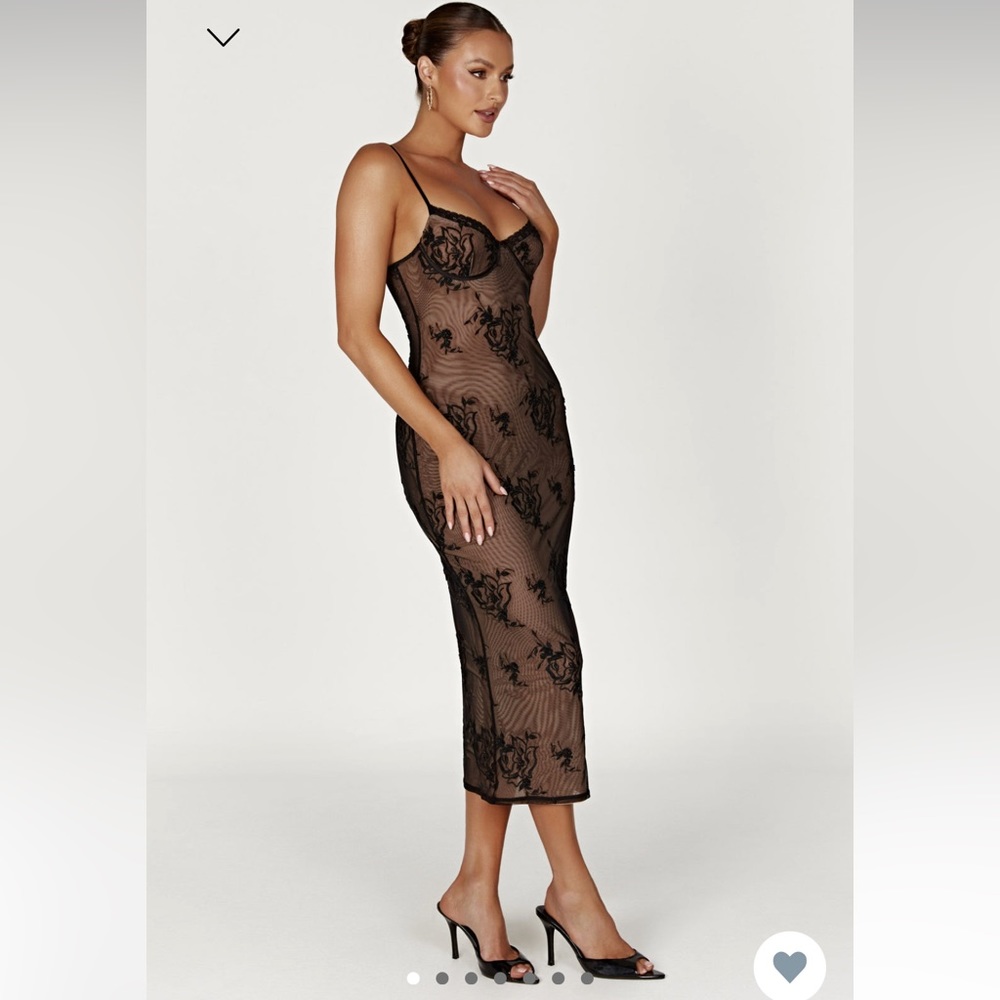 NWT Venice Embroidered Mesh Midi Dress MESHKI